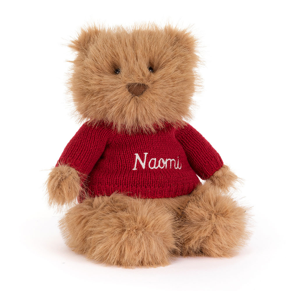 Bartholomew Bear Bouffant with Personalised Red Jumper - Official