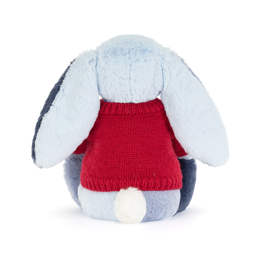 Puddlesea Bunny with Personalised Red Jumper - Official Jellycat