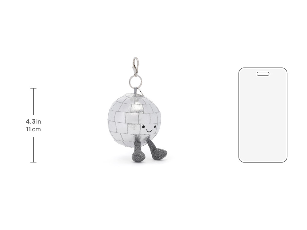 Amuseables Disco Ball Bag Charm, size chart