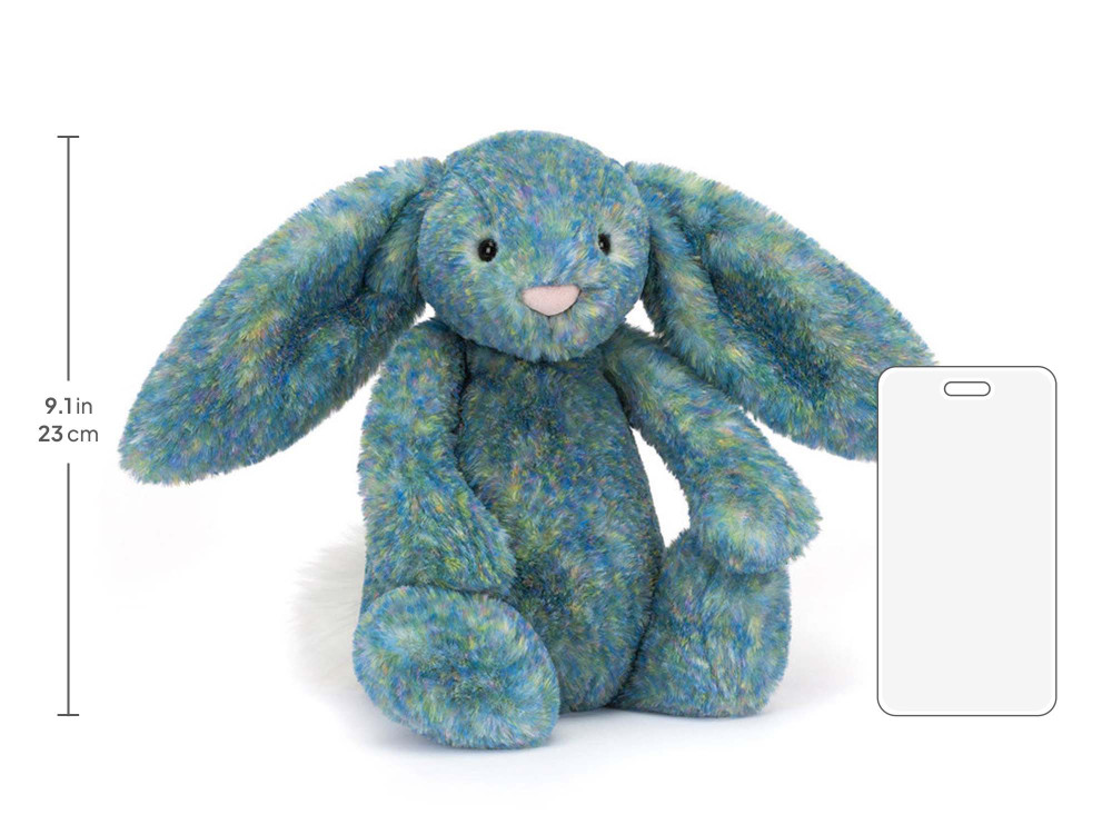 Bashful Luxe Bunny Azure Medium, size chart