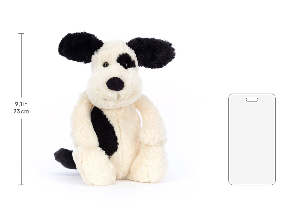 Bashful Black & Cream Puppy Meidum, size chart