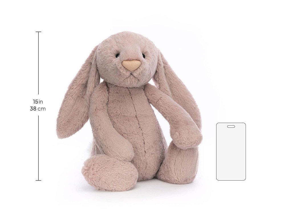 Bashful Luxe Bunny Rosa Huge, size chart