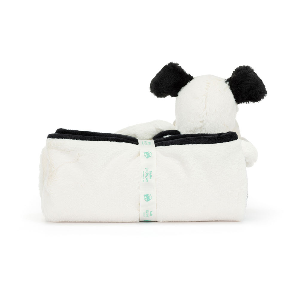 Bashful Black & Cream Puppy Blankie - Official Jellycat