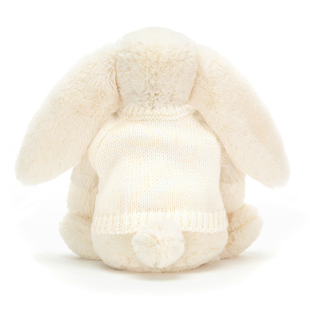 Bashful Cream Bunny with Personalised Cream Jumper, View 3