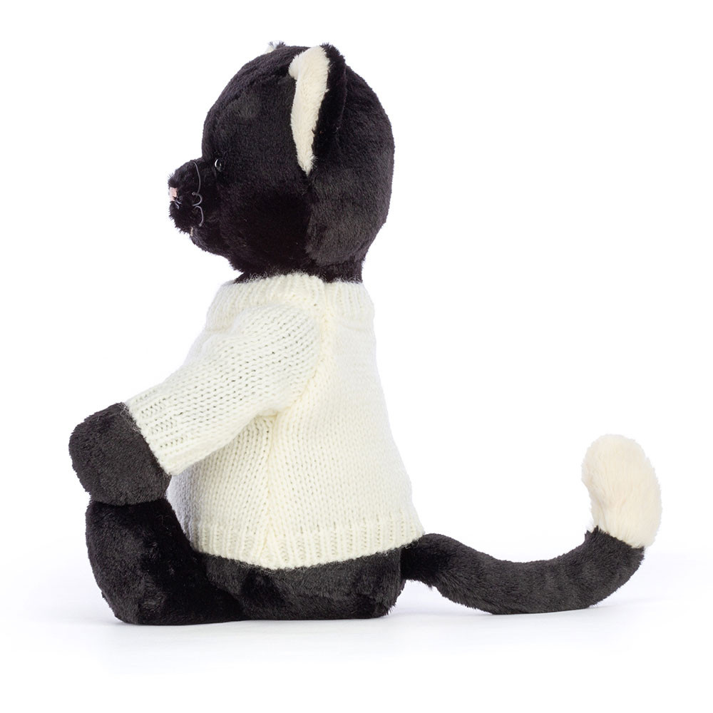 Bashful Black Kitten with Personalised Cream Jumper, View 2