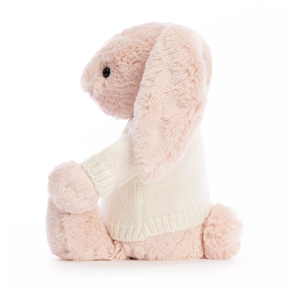 Bashful Blush Bunny with Personalised Cream Jumper - Official Jellycat