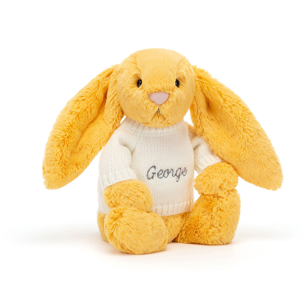 Bashful Sunshine Bunny with Personalised Cream Jumper - Official
