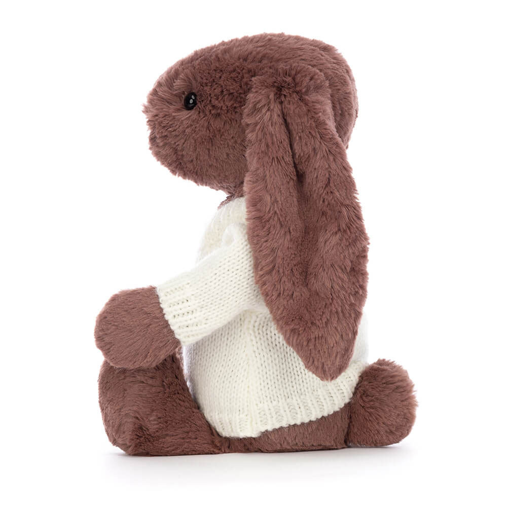 Bashful Fudge Bunny with Personalised Cream Jumper, View 2