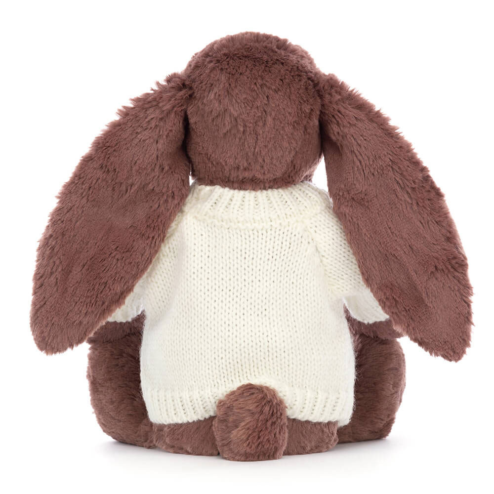 Bashful Fudge Bunny with Personalised Cream Jumper - Official Jellycat