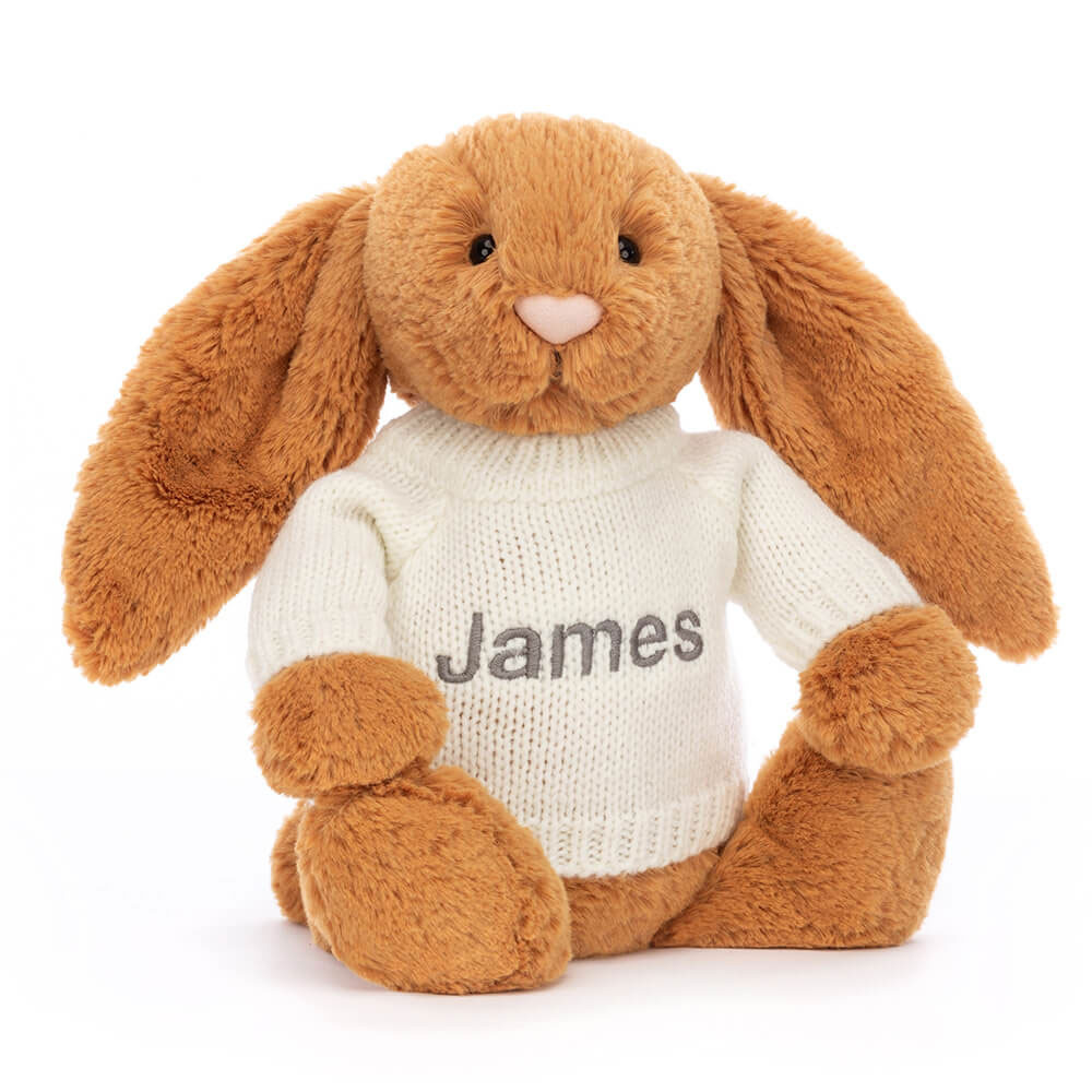 Bashful Golden Bunny with Personalised Cream Jumper, View 4