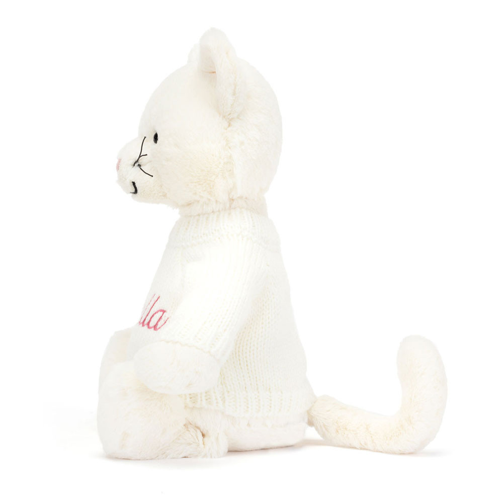Bashful Cream Kitten with Personalised Cream Jumper, View 2