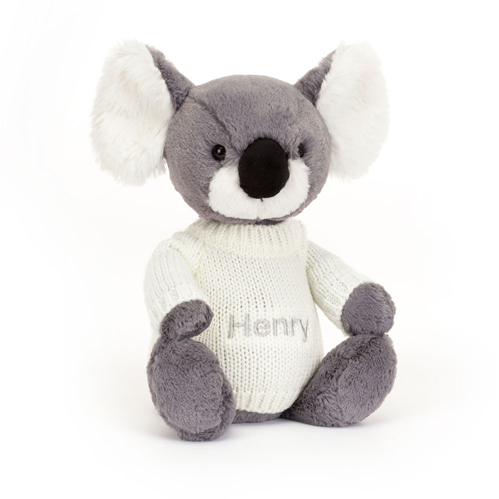 Bashful Koala with Personalised Cream Jumper, View 4