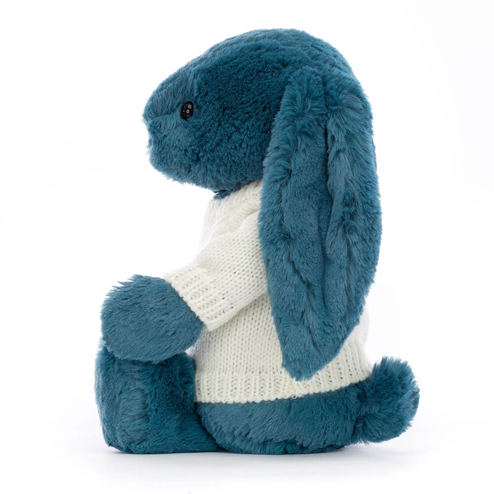 Bashful Mineral Blue Bunny with Personalised Cream Jumper, View 2
