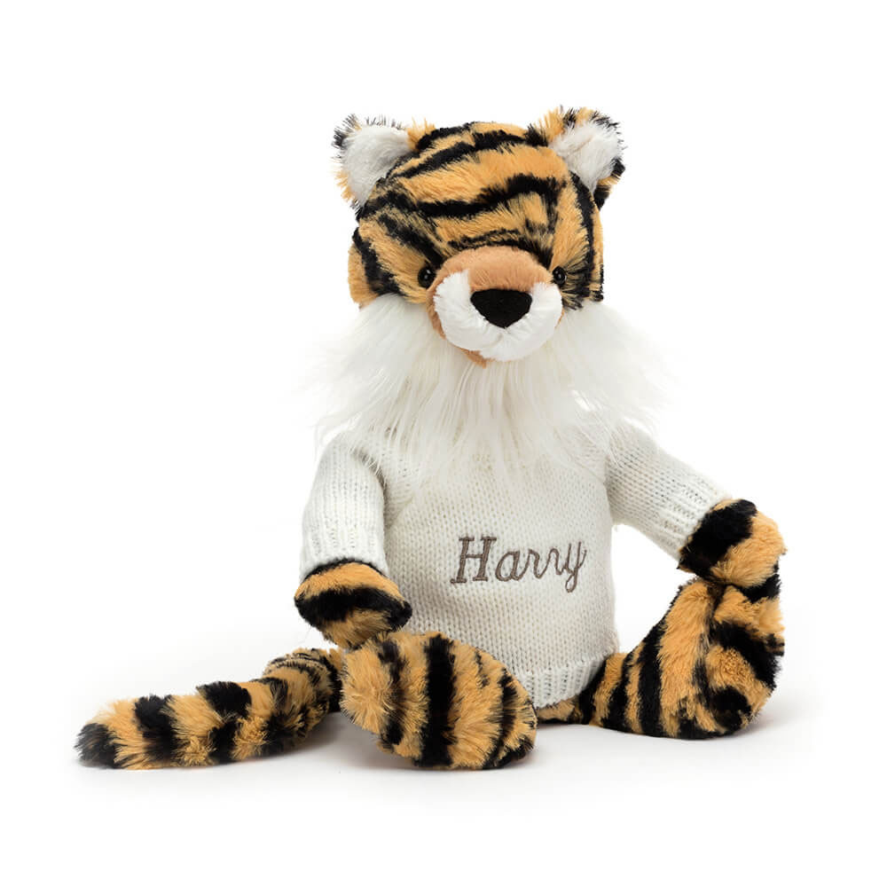 Bashful Tiger with Personalised Cream Jumper, View 4