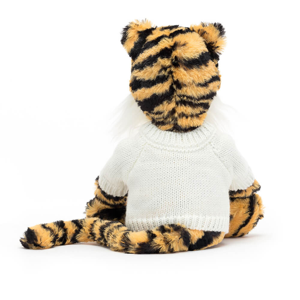 Bashful Tiger with Personalised Cream Jumper, View 3