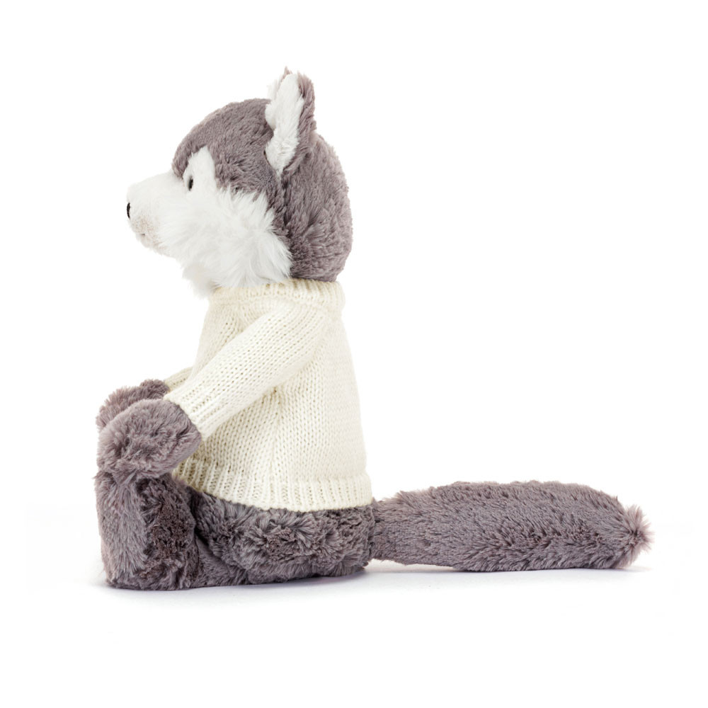Bashful Wolf with Personalised Cream Jumper, View 3