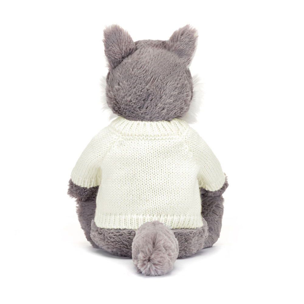 Bashful Wolf with Personalised Cream Jumper, View 4