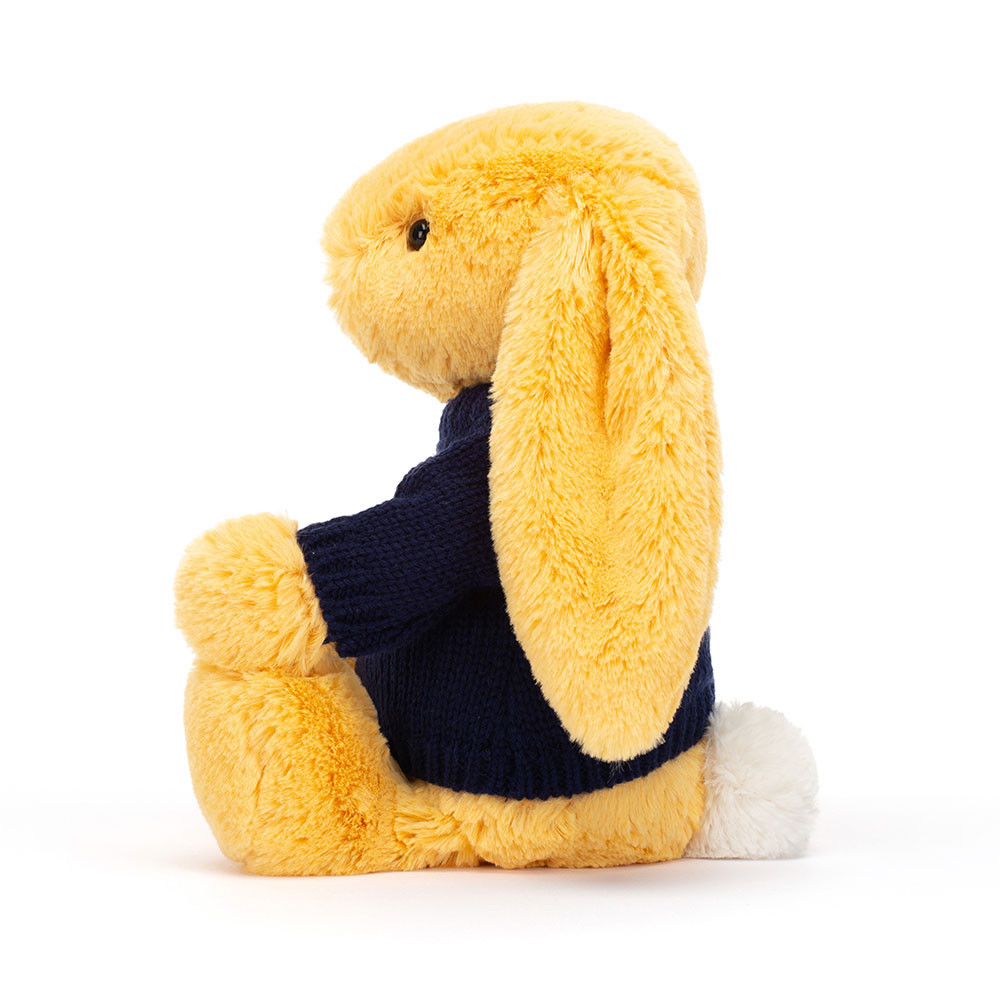 Bashful Sunshine Bunny with Personalised Navy Jumper, View 3