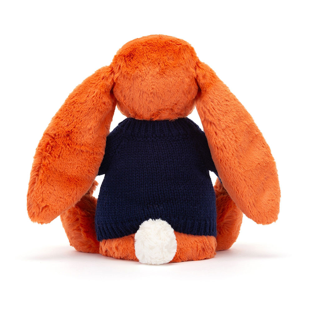 Bashful Tangerine Bunny with Personalised Navy Jumper, View 4