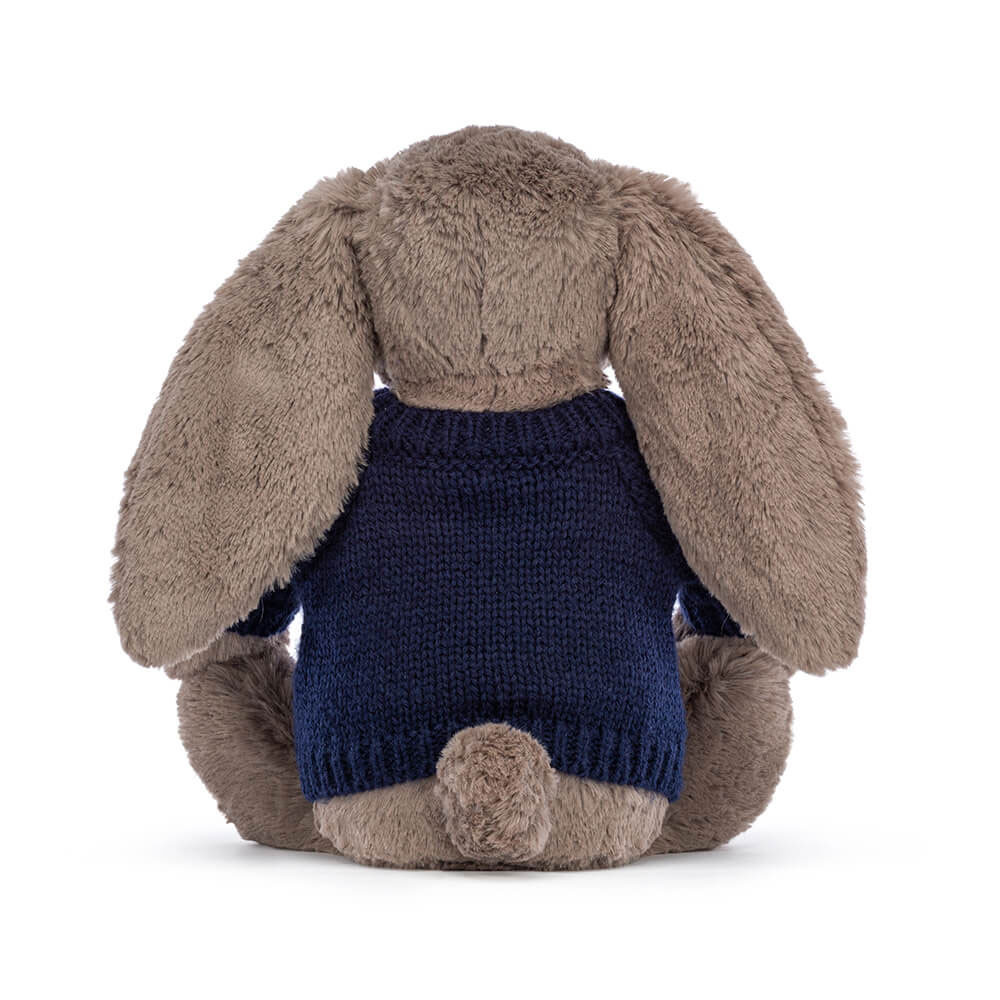 Bashful Truffle Bunny with Personalised Navy Jumper, View 4