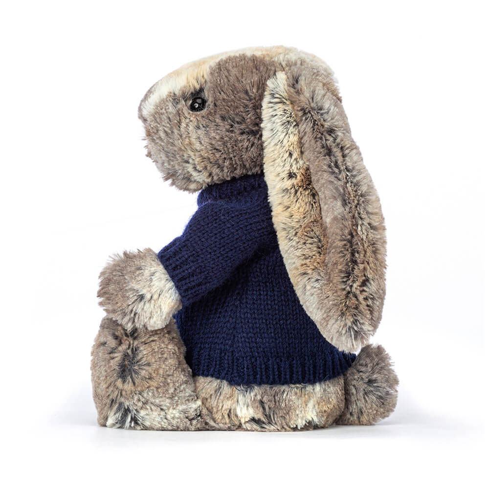 Bashful Cottontail Bunny with Personalised Navy Jumper - Official