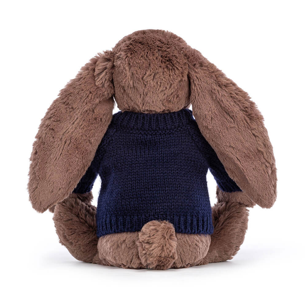 Bashful Fudge Bunny with Personalised Navy Jumper, View 4