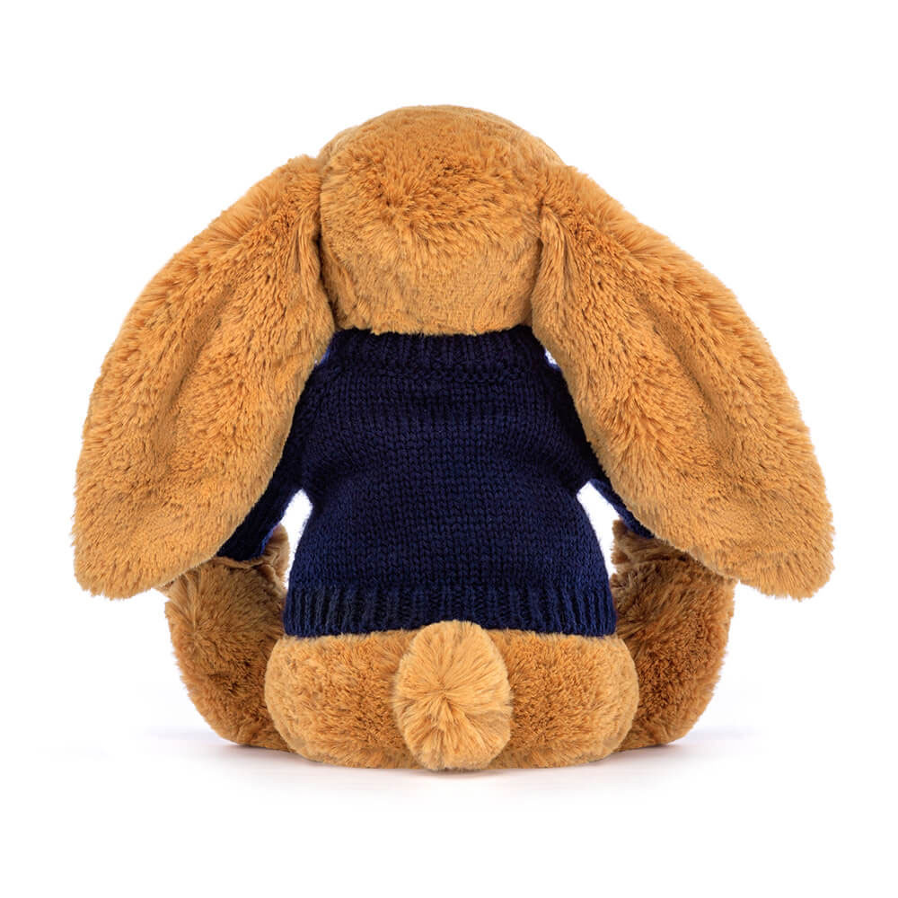 Bashful Golden Bunny with Personalised Navy Jumper, View 4
