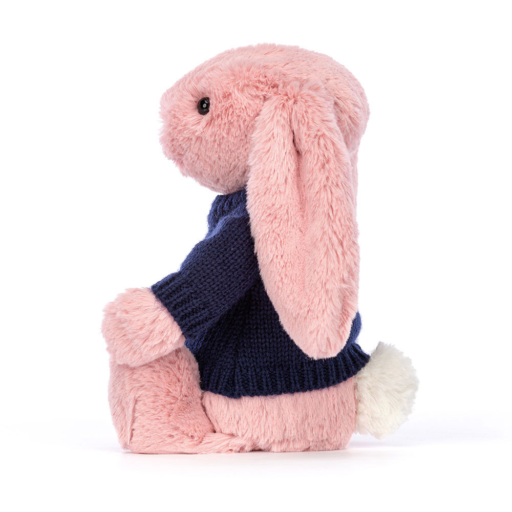 Bashful Petal Bunny with Personalised Navy Jumper, View 3
