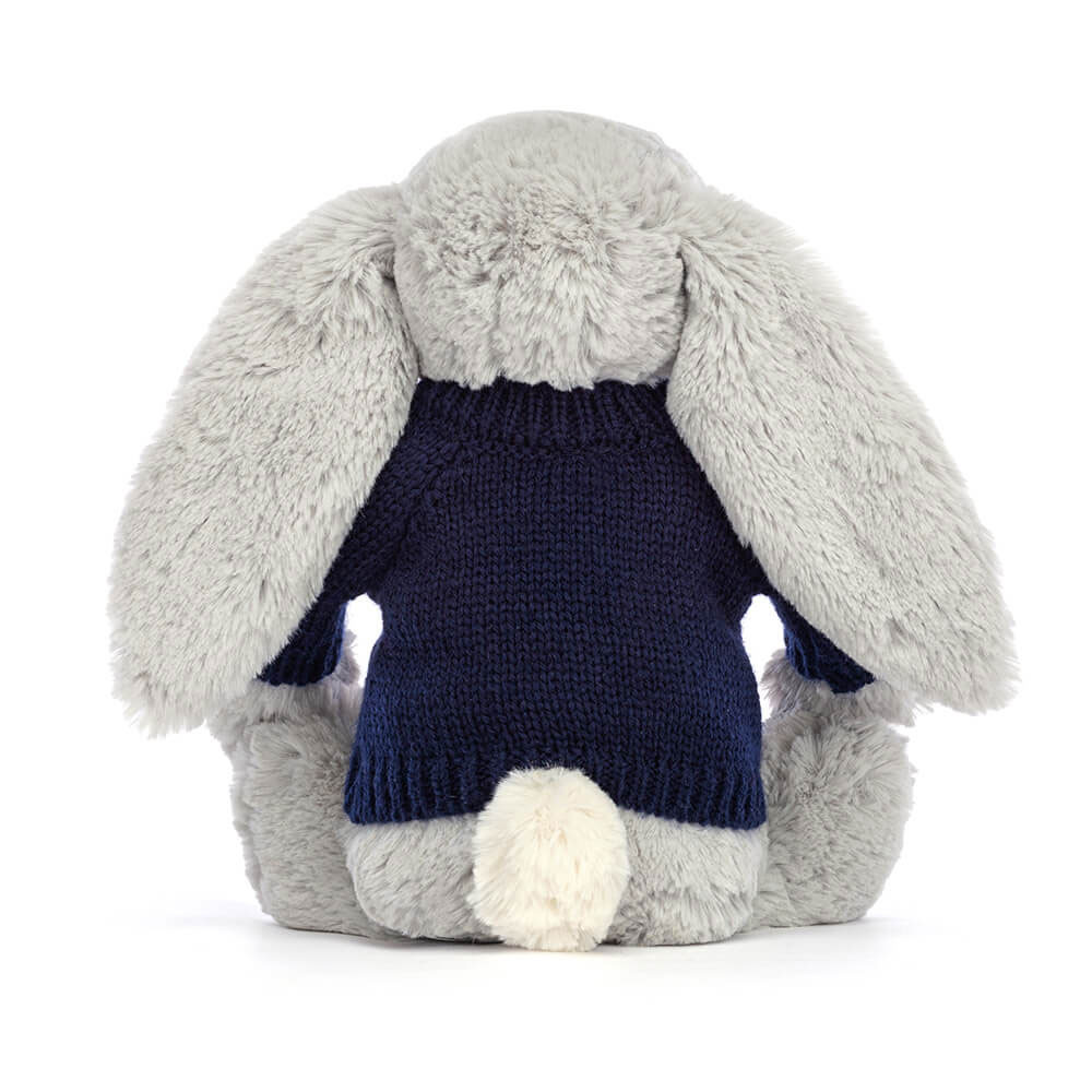 Bashful Shimmer Bunny with Personalised Navy Jumper, View 4