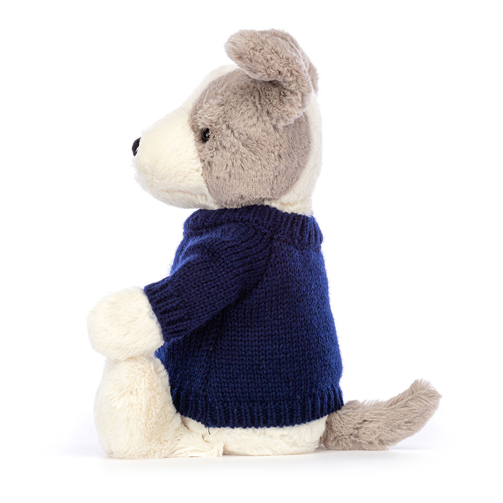 Bashful Terrier with Personalised Navy Jumper, View 3