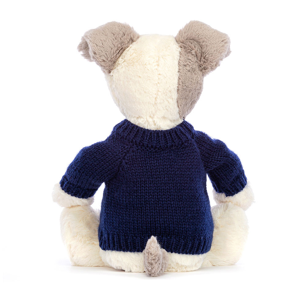 Bashful Terrier with Personalised Navy Jumper, View 4