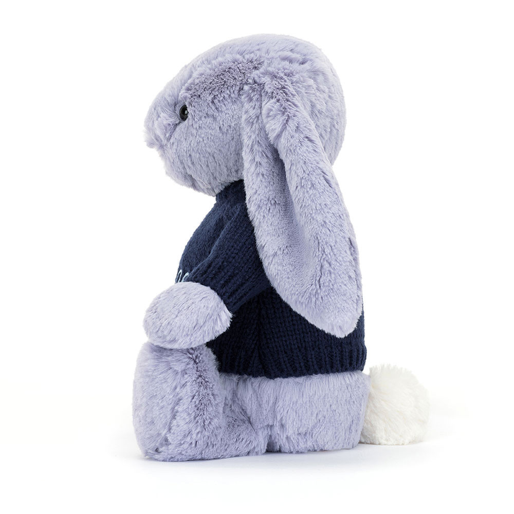 Bashful Viola Bunny with Personalised Navy Jumper - Official
