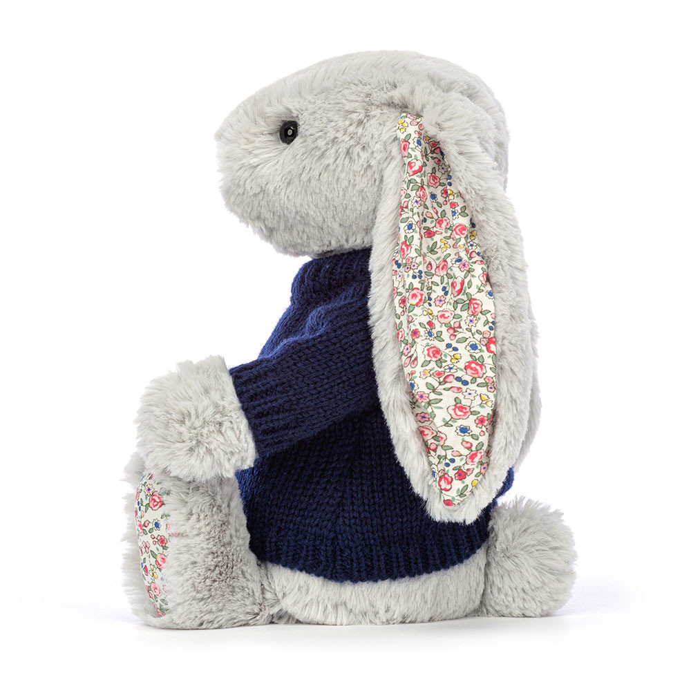 Blossom Silver Bunny with Personalised Navy Jumper, View 3