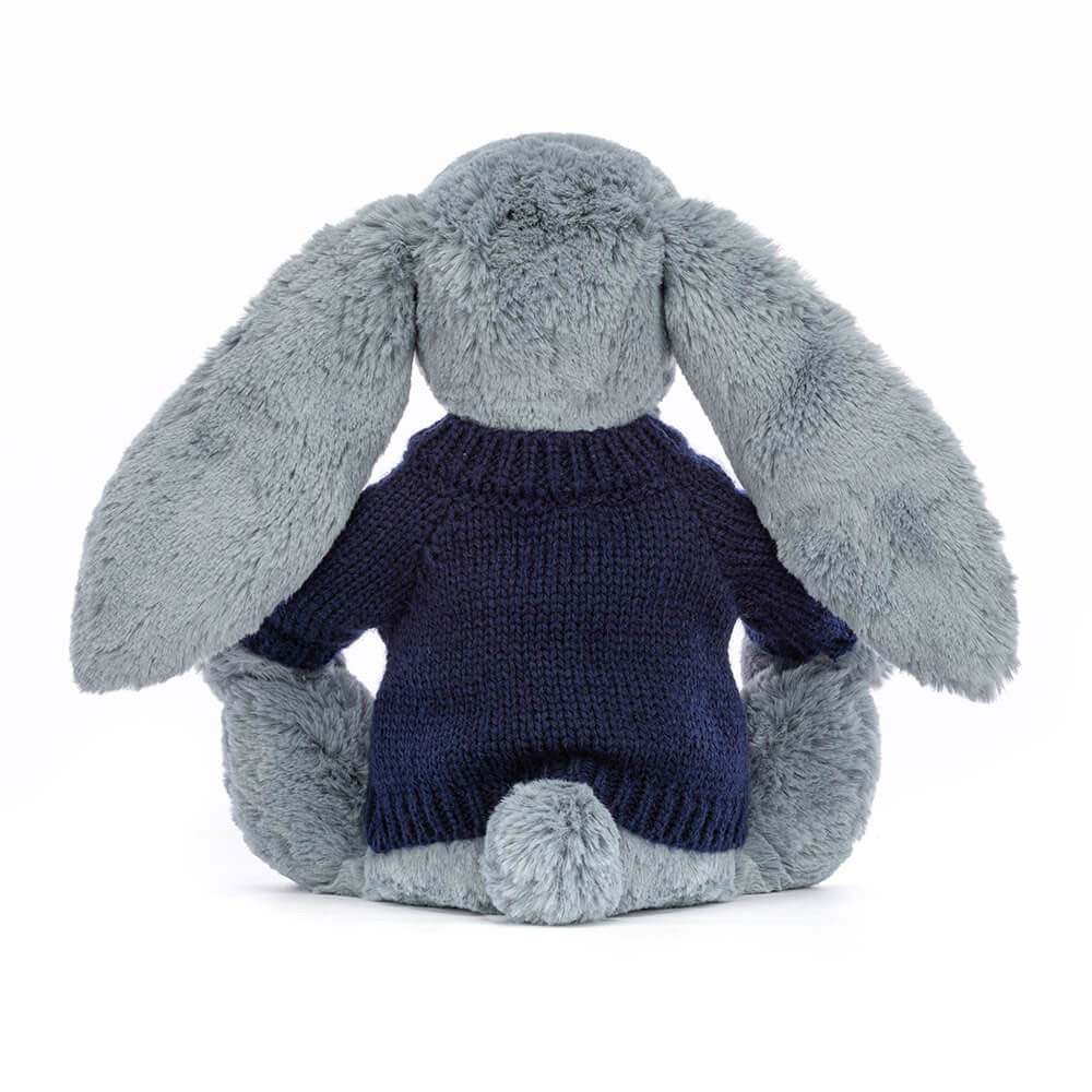 Blossom Dusky Blue Bunny with Personalised Navy Jumper, View 4