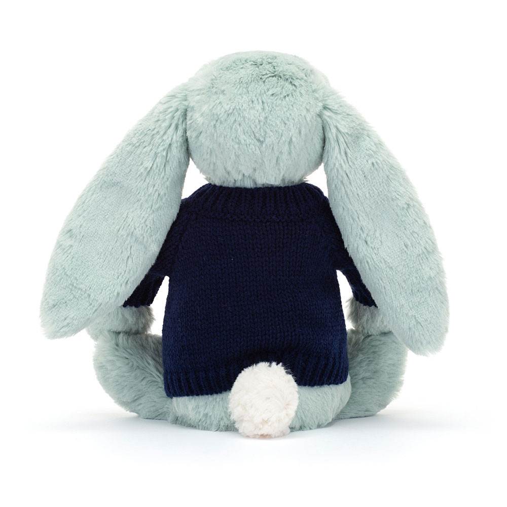 Blossom Sage Bunny with Personalised Navy Jumper, View 4