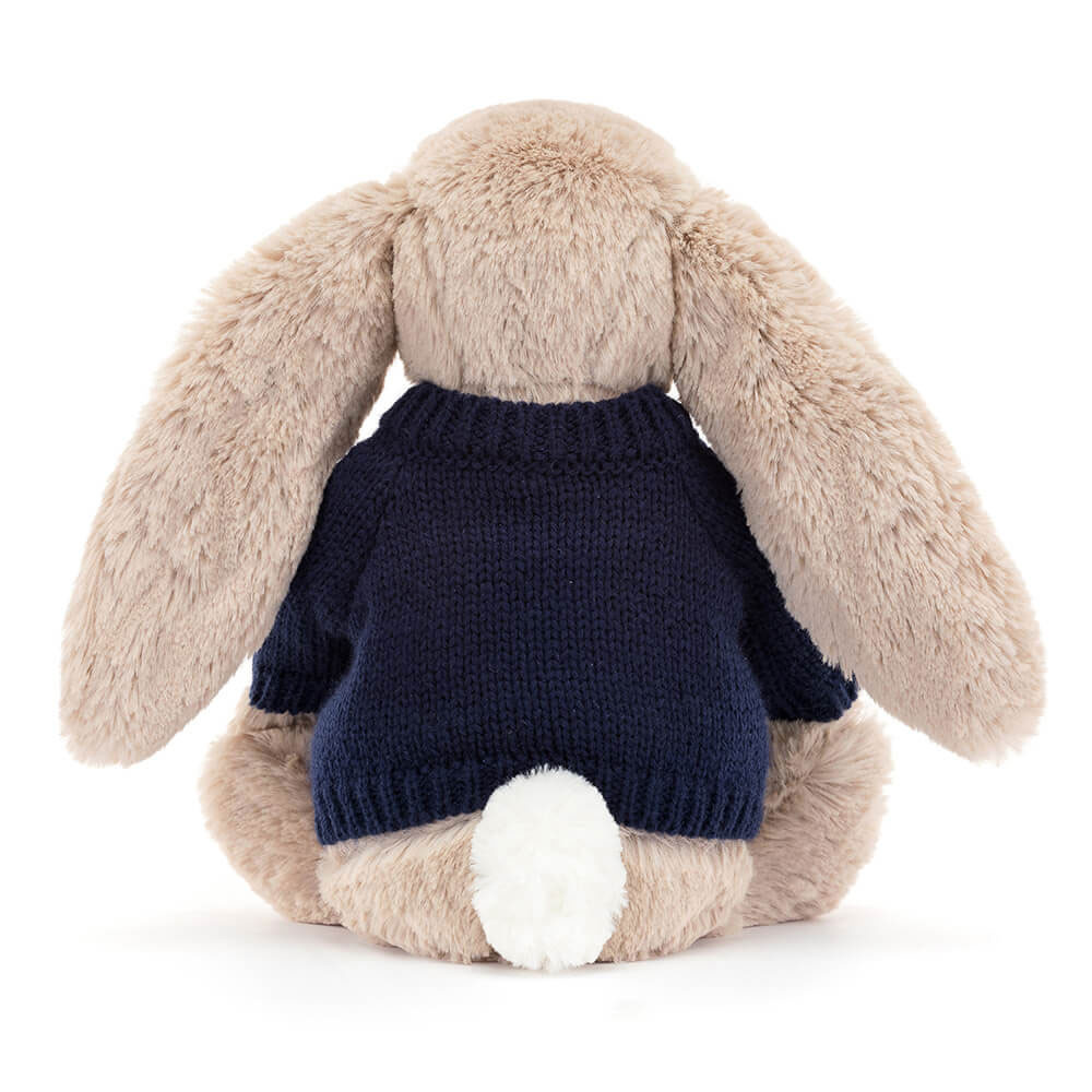 Blossom Bea Beige Bunny with Personalised Navy Jumper, View 4