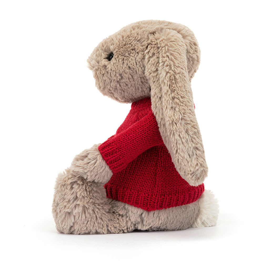 Bashful Beige Bunny with Personalised Red Jumper, View 2