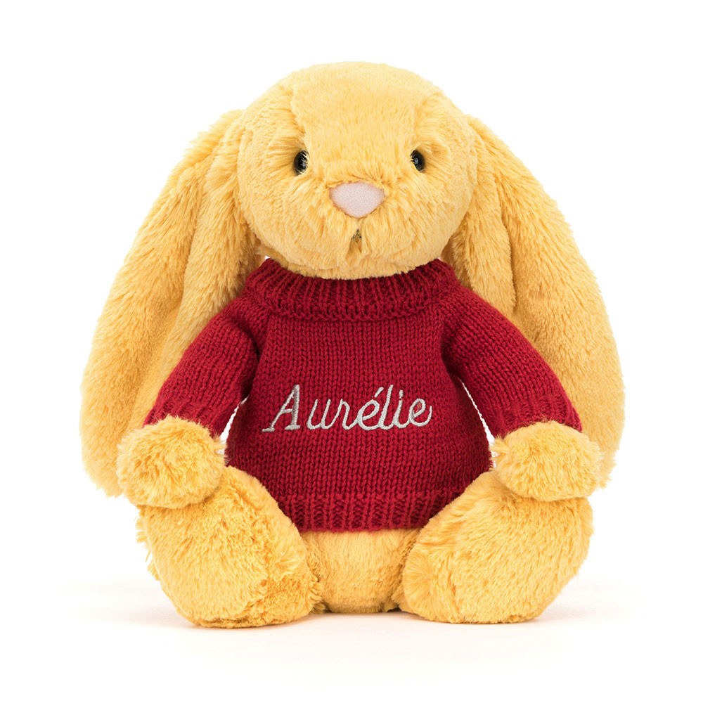 Bashful Sunshine Bunny with Personalised Red Jumper, View 4