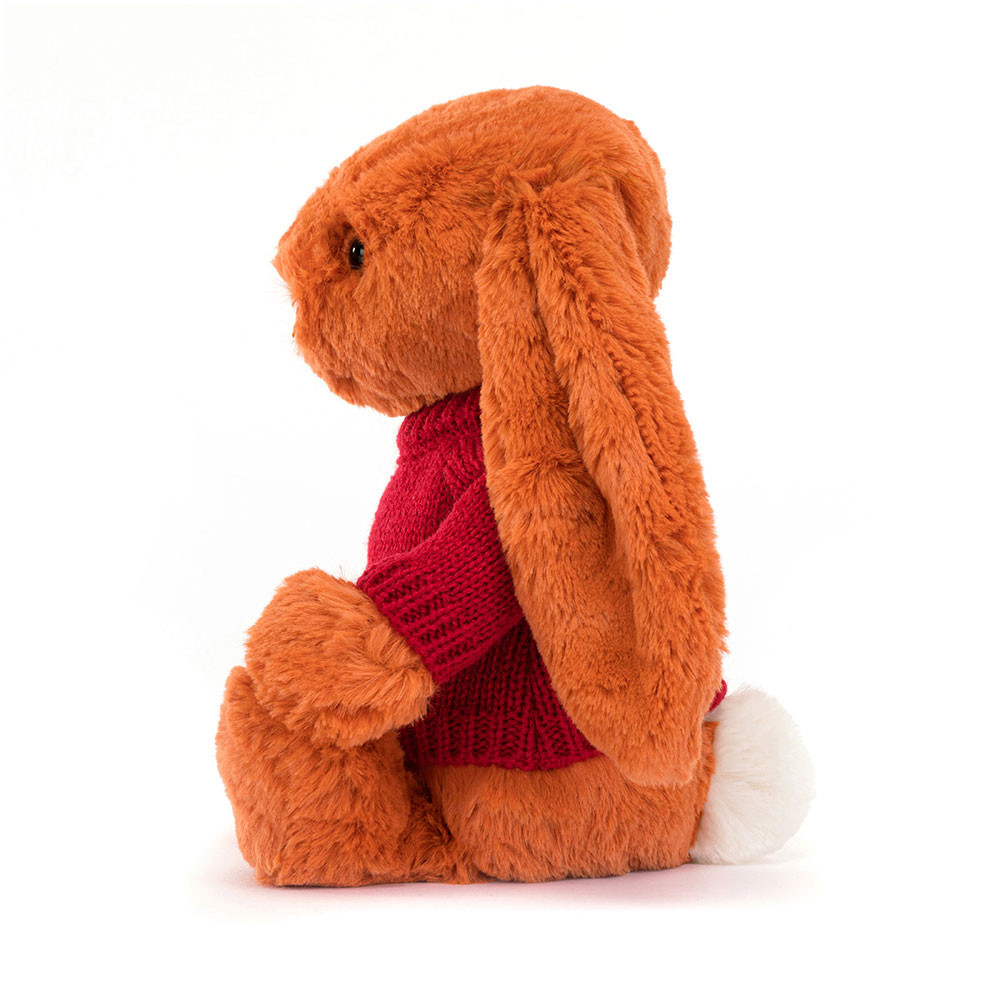 Bashful Tangerine Bunny with Personalised Red Jumper, View 2