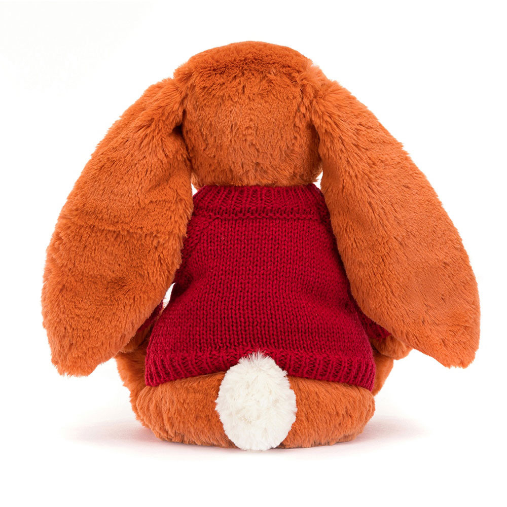 Bashful Tangerine Bunny with Personalised Red Jumper, View 3