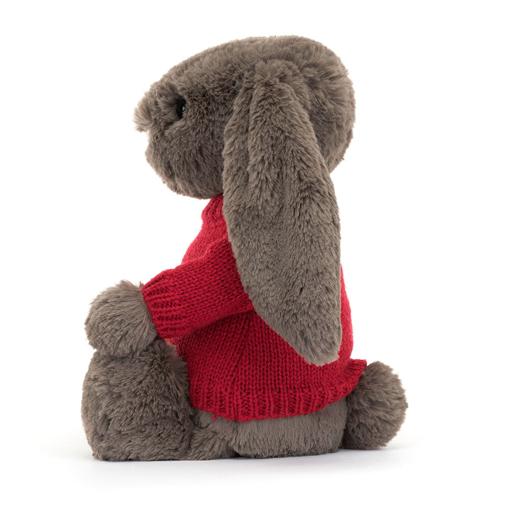 Bashful Truffle Bunny with Personalised Red Jumper, View 2