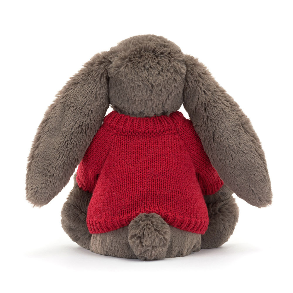 Bashful Truffle Bunny with Personalised Red Jumper, View 3