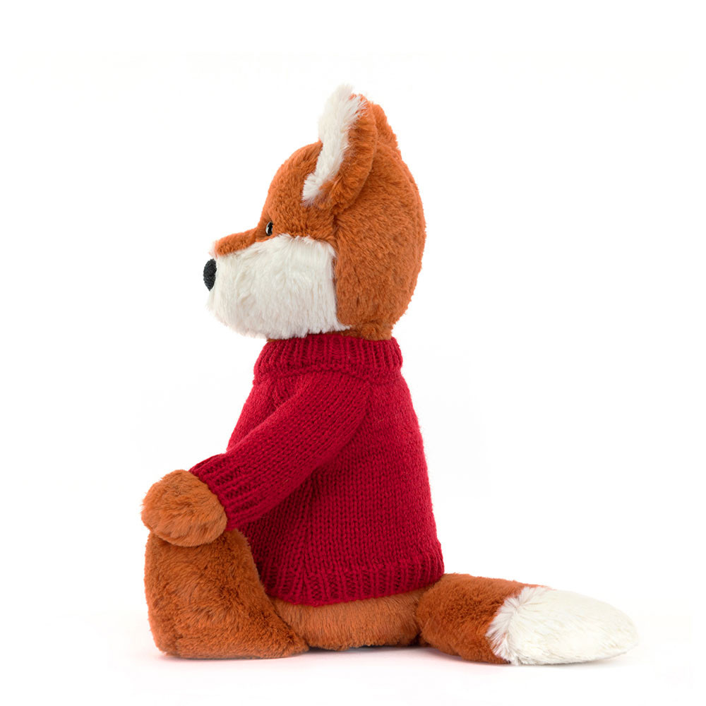 Bashful Fox Cub with Personalised Red Jumper, View 2