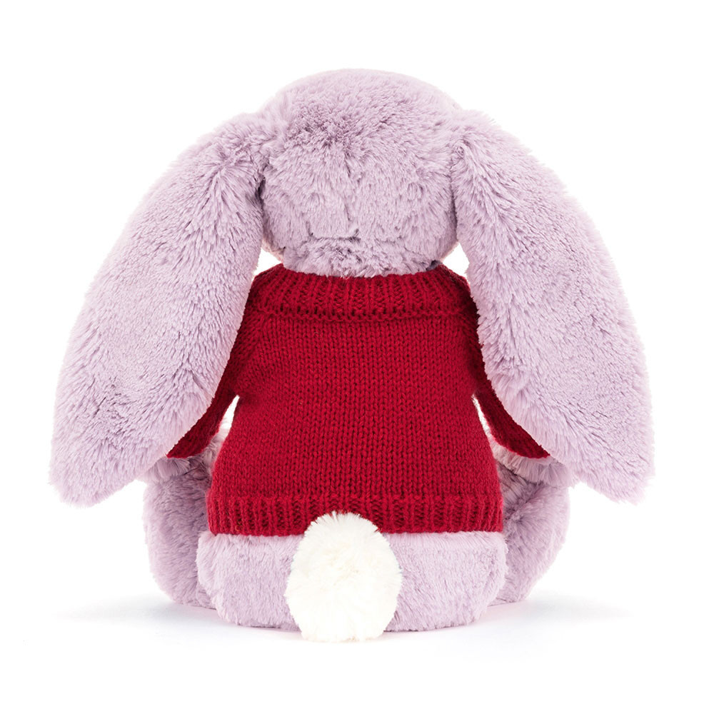 Bashful Lilac Bunny with Personalised Red Jumper, View 3