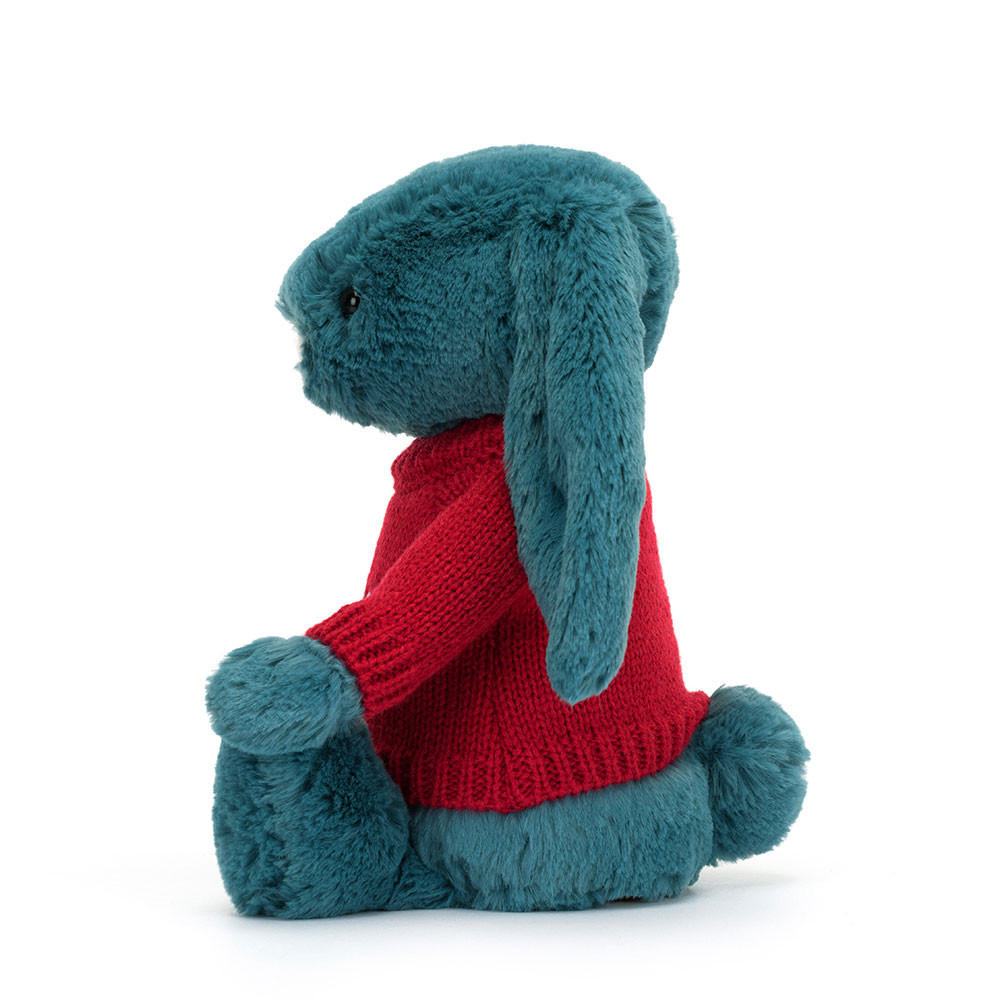 Bashful Mineral Blue Bunny with Personalised Red Jumper, View 2