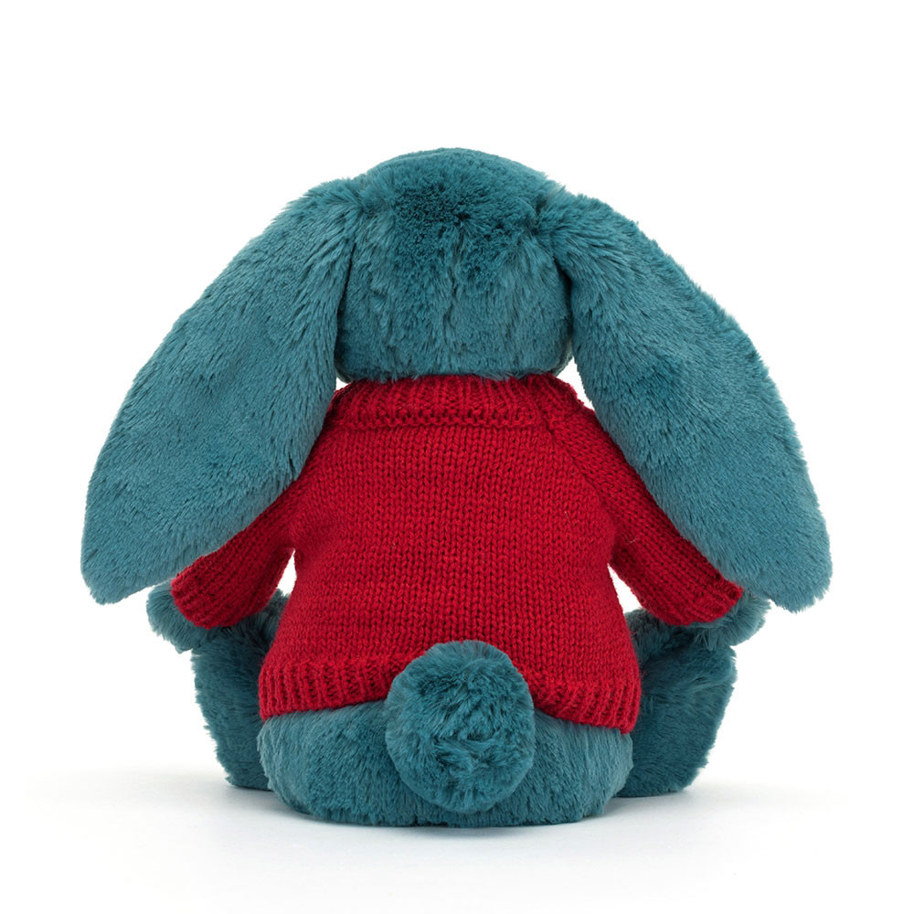 Bashful Mineral Blue Bunny with Personalised Red Jumper, View 3
