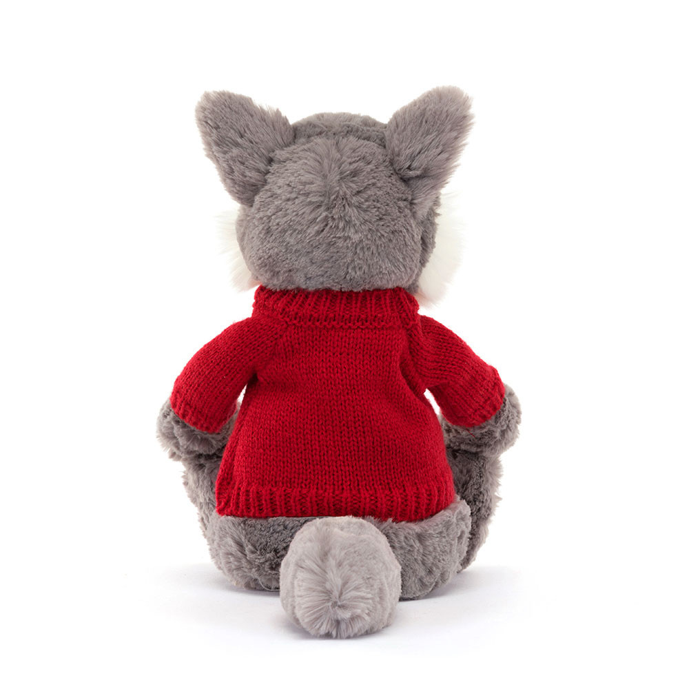 Bashful Wolf with Personalised Red Jumper, View 3