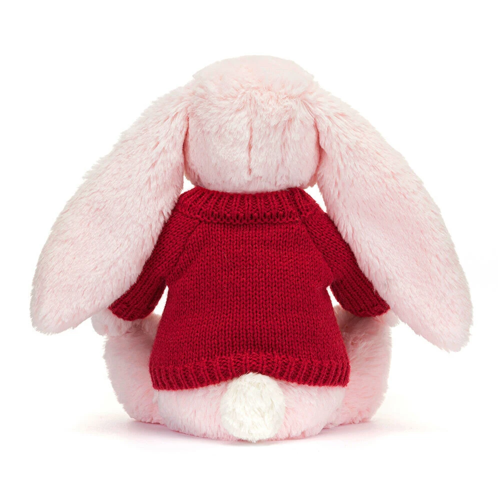 Bashful Pink Bunny with Personalised Red Jumper, View 3