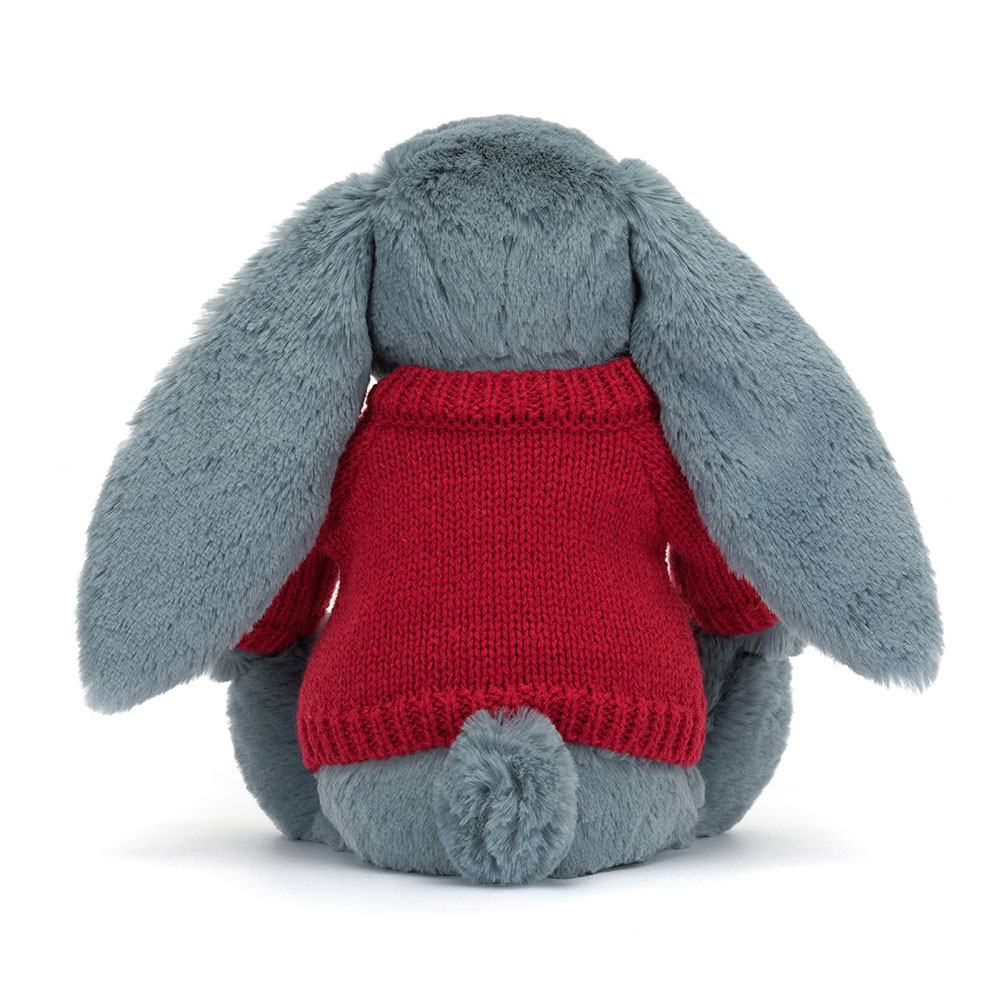 Blossom Dusky Blue Bunny with Personalised Red Jumper - Official