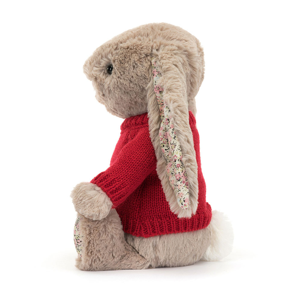 Blossom Bea Beige Bunny with Personalised Red Jumper, View 3